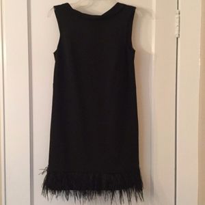 Ann Taylor Black Cocktail Dress with feather trim